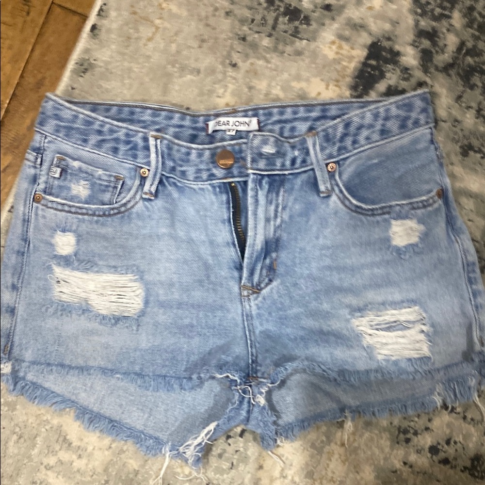 Dear John Light Blue Distressed Jean Shorts